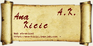 Ana Kičić vizit kartica